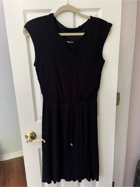 APT.9 Classic Black Sleeveless Drawstring Waist Dress